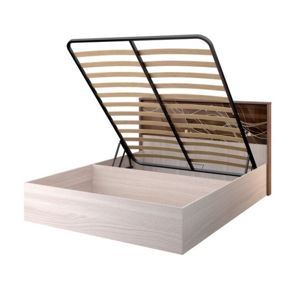 Кровать «Николь» с ПМ, 1600 ? 2000 мм, ясень шимо светлый / тёмный