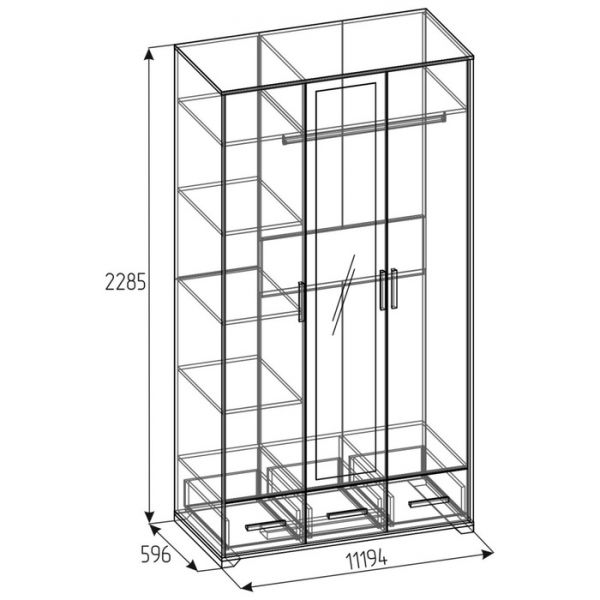 Шкаф для одежды и белья «Айрис 444», 1194 ? 596 ? 2285 мм, цвет белый / дуб золотистый