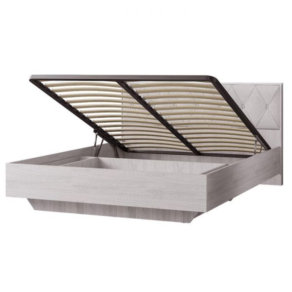 Кровать двуспальная Кимберли с под. механизмом 1600х2000 ясень белый/белый глянец