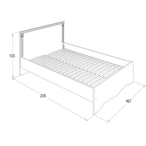 Кровать «Ольга 1Н», 1600 ? 2000 мм, цвет белый экспо / ясень анкор светлый