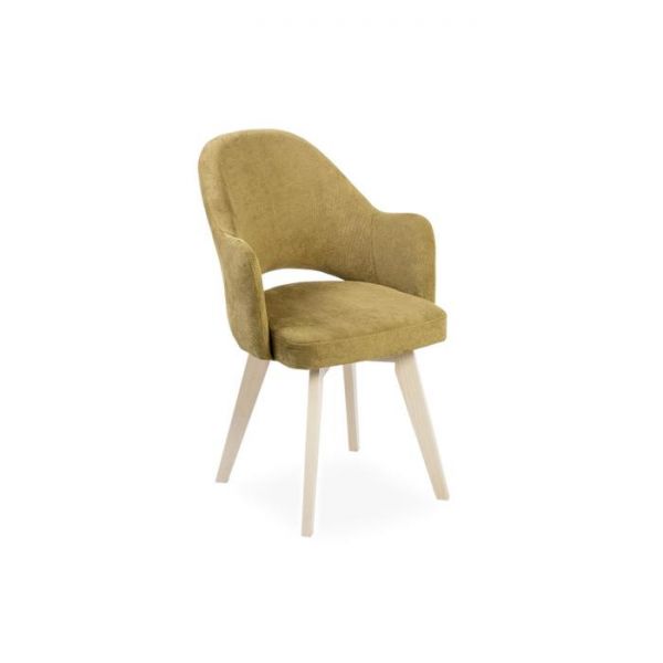 Стул "КЛЕО" ШАРЛИ 10 (рогожка, хаки) каркас СТАНДАРТ Дуб молочный