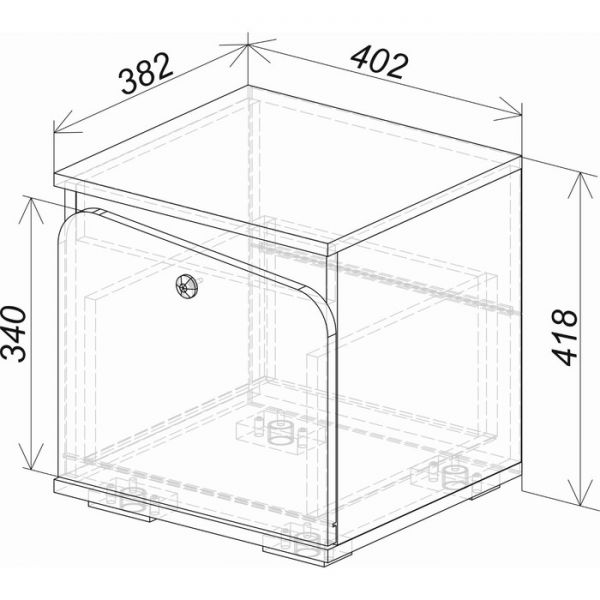 Тумба прикроватная Малибу 402х378х418 ясень белый/айскрим с фотопечатью