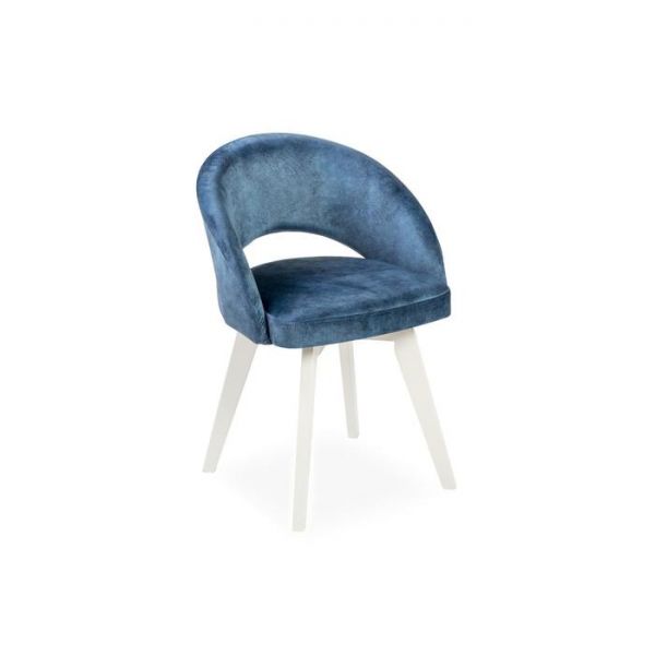 Стул Мирелла Мрамор 14 синий велюр/ Стандарт массив Белое дерево