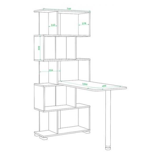 Стол-стеллаж «СЛ 5СТ», 750 ? 1099 ? 1731 мм, цвет карамель / венге / карамель