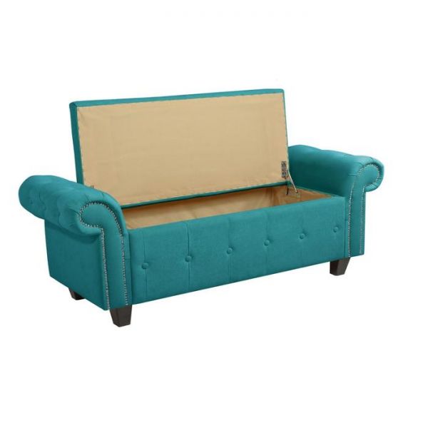 Банкетка Кеми 1370х470х580 Велюр Бирюзовый