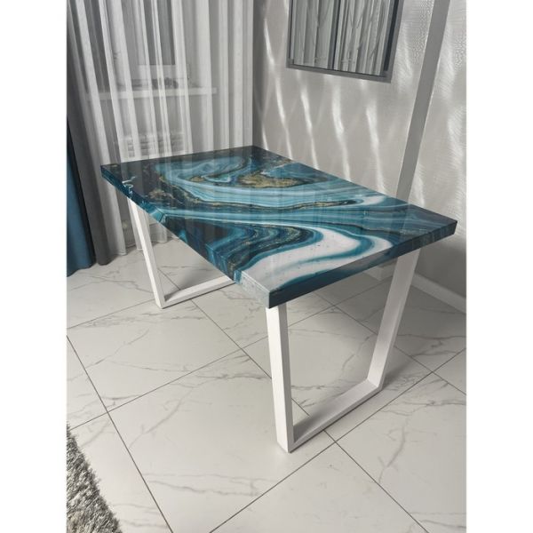 Обеденный стол «Квадро», 1200 ? 800 мм, опора «П» чёрная, фотопечать, цвет малахит