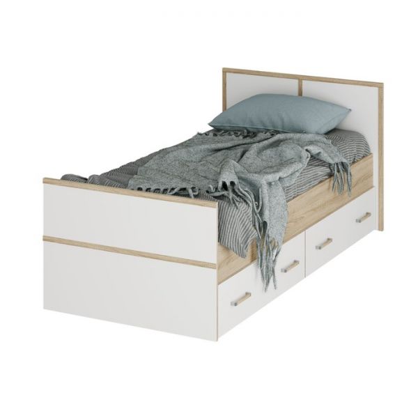 Кровать Сакура LIGHT 2000х900 дуб сонома/белый