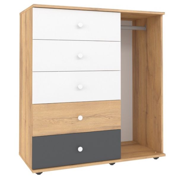 Комод «Лойс 87», 950 ? 445 ? 1048 мм, цвет дуб золотистый / белый / графит