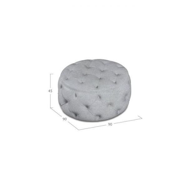 Пуф «Рондель большой», 900 ? 900 ? 450 мм, глухой, рогожка, цвет серый
