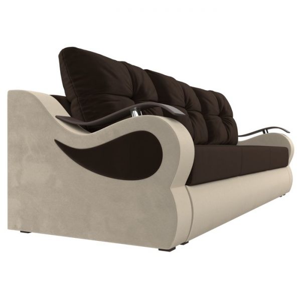 Прямой диван «Меркурий», механизм еврокнижка, микровельвет, цвет бежевый / коричневый