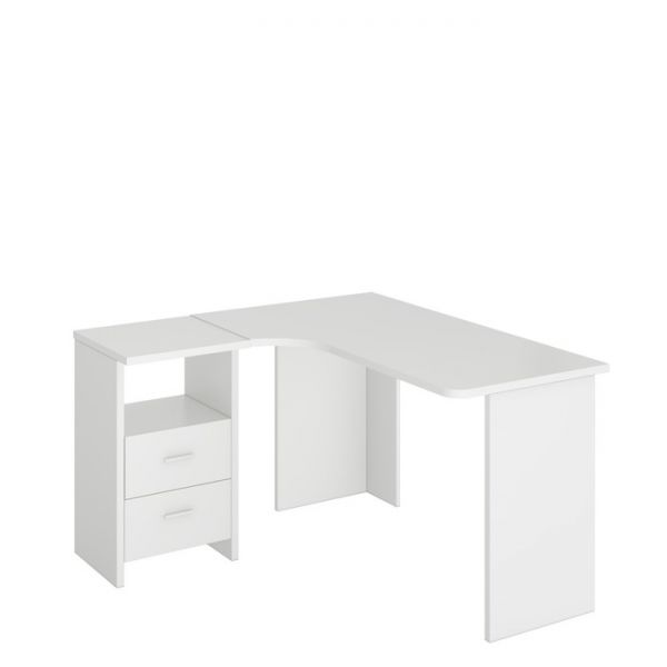Угловой стол, 1200 ? 1300 ? 770 мм, левый угол, цвет белый жемчуг