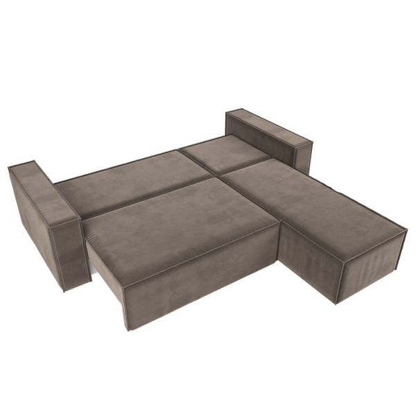 Угловой диван «Куба», механизм еврокнижка, велюр, цвет бежевый