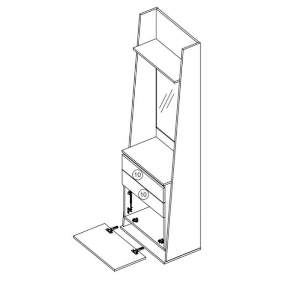 Тумба с зеркалом Соренто, 600х354х2006, Дуб крафт/Бетон темный