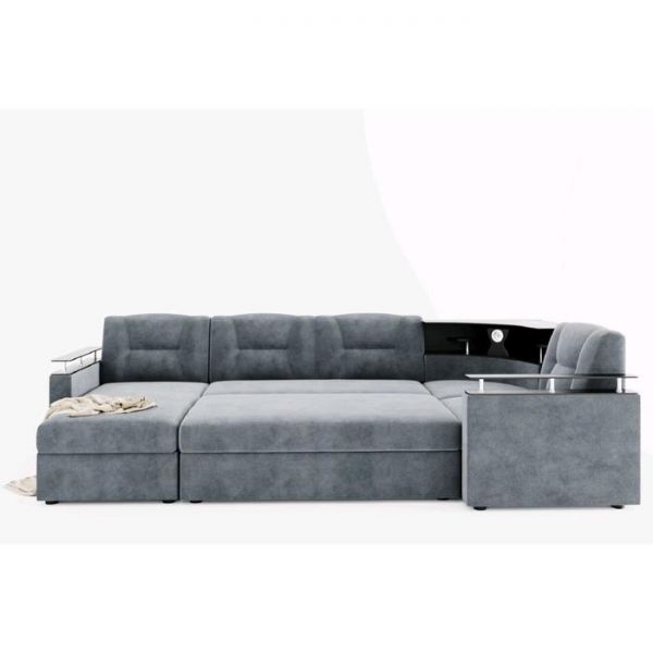 Диван «Титаник» с подсветкой, механизм дельфин, угол правый, ЛДСП венге, цвет селфи 08