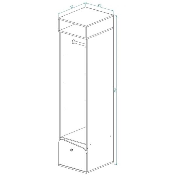 Пенал с ящиком ПН-13 Алиса 1960х450х520 Белый/корпус Ясень Анкор Белый/ Розовый