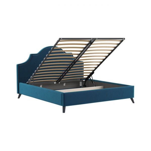Кровать Фаина, 1800х2000, ортопедическое осн+ПМ, Блиц 20/Темно-синий