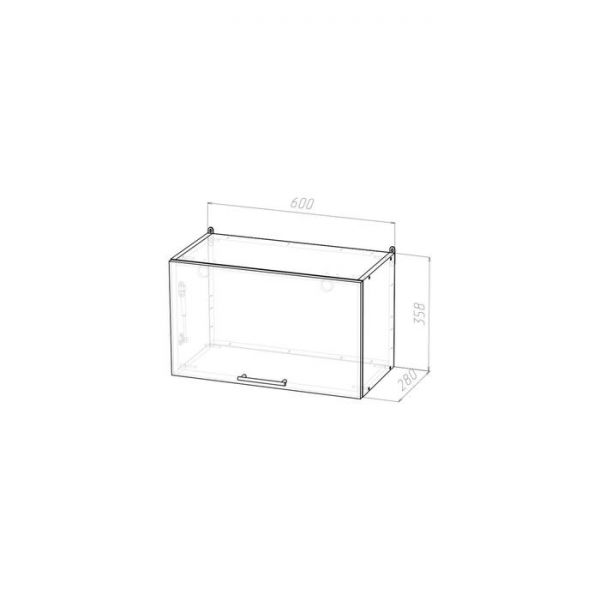 Шкаф навесной Лира 600х300х360 с подъёмной дверкой  белый/Квадро шимо светлый