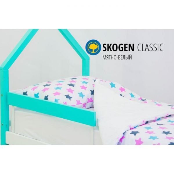 Детская кровать-домик мини "Svogen мятно-белый"