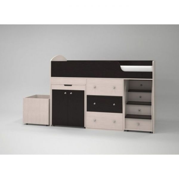 Кровать-чердак Ярофф Малыш 800x1800 Венге Дуб молочный