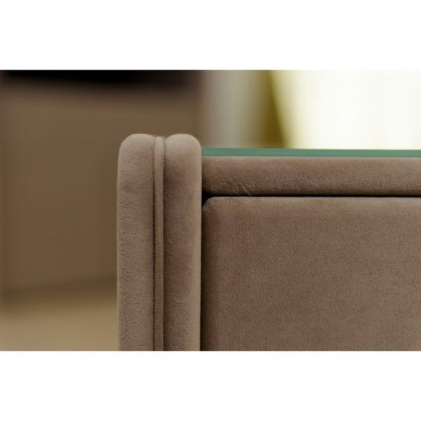 Тумба широкая «Алеро», 1 ящик, прозрачное стекло, велюр velutto 11, цвет розовый