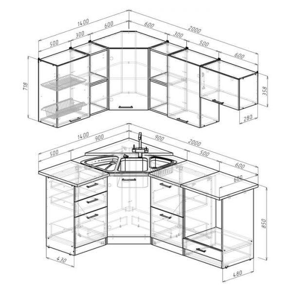 Кухонный гарнитур Евгения оптима 4 1400*2000 мм
