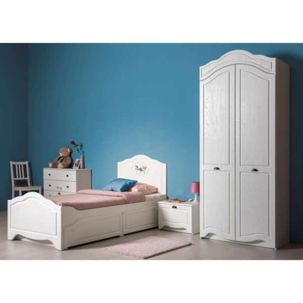 Шкаф 2х створчатый Роуз 13.195, 1000х509х2353, Ясень ваниль МДФ/ Белый ЛДСП