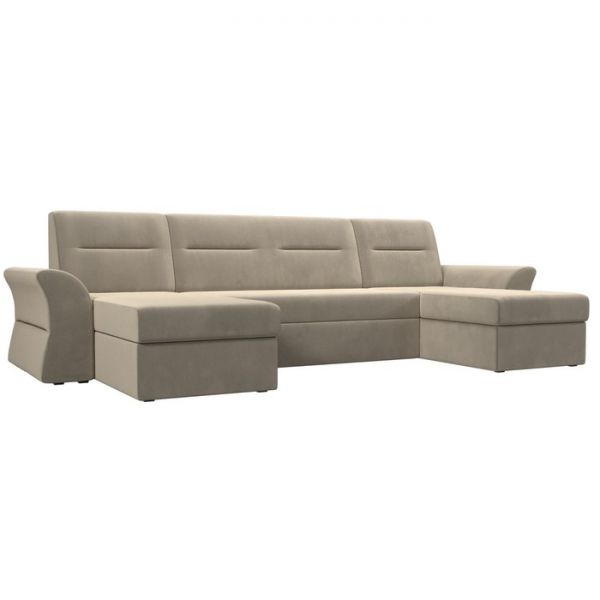 П-образный диван «Клайд», механизм дельфин, микровельвет, цвет бежевый