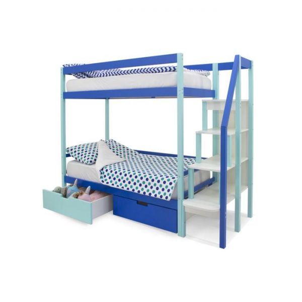Детская двухъярусная кровать Бельмарко Svogen мятно-синий