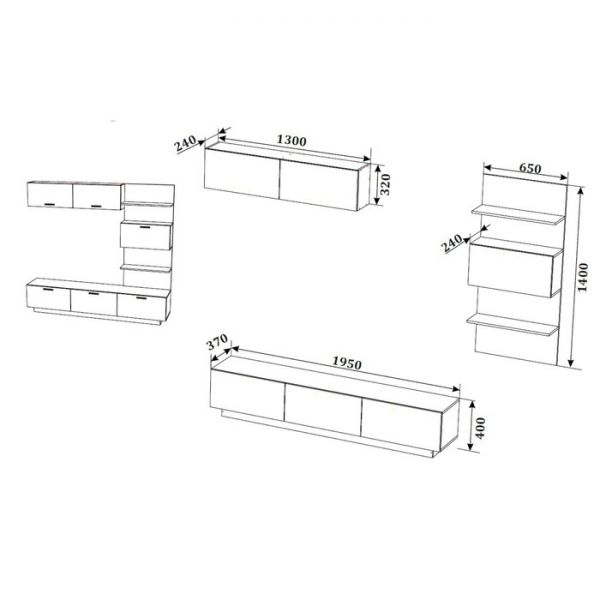 Гостиная Торент, Дуб крафт золотой/Белый