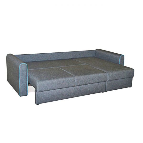 Диван «Амур угловой 1», обивка «джой графит»/кант «нео азур»