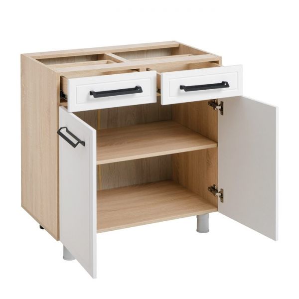 Шкаф наполный 2-х ств., 2ящ  Квадро 800х470х826 Дуб сонома/Нубук Милк