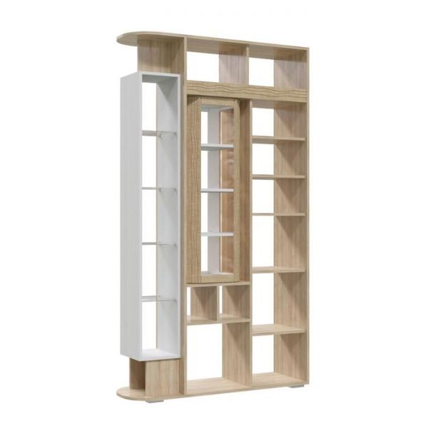 Шкаф перегородка двухсторонний ВЕНЕЦИЯ 1200*390*2050 Дуб ривьера/Рамух белый