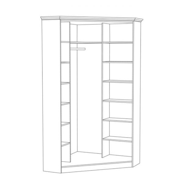 Шкаф угловой для одежды Ливерпуль 13.124, 1099(300)х1099(300)х2203, Белый/Ясень