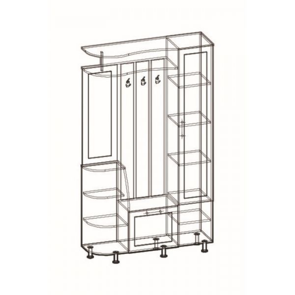 Прихожая Ксения-2 правая, 2050х1200х350, Венге/Дуб молочный