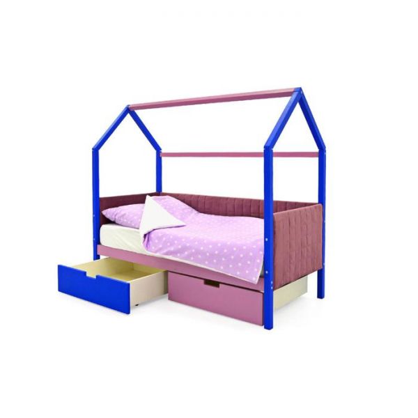 Детская кровать-домик мягкий Бельмарко  Svogen синий-лаванда