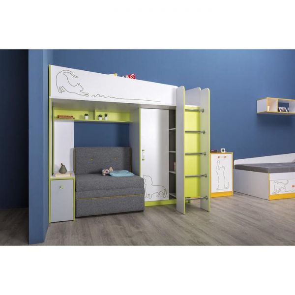 Кровать двухъярусная Альфа 11.20, с/м 1900х800, 1940х1055х1761, лайм зеленый