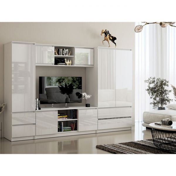 Шкаф навесной Челси, 1352х354х412,  Белый глянец/Белый