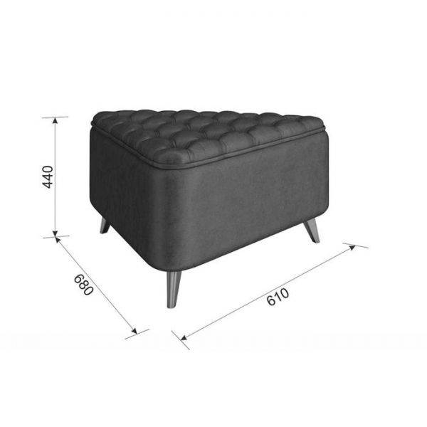 Пуф Трио-2 680х610х440 велюр муссон