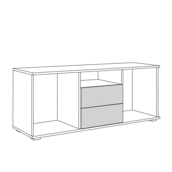 Тумба ТВ Альба 2 13.66, 1252х370х496, Дуб эндгрейн элегантный/Белый шагрень