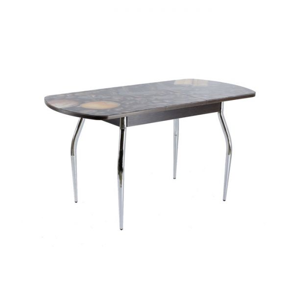 Стол раздвижной с фотопечатью Стин, 1100(1420)x700x760, Венге/Бамбук/Хром фигурные