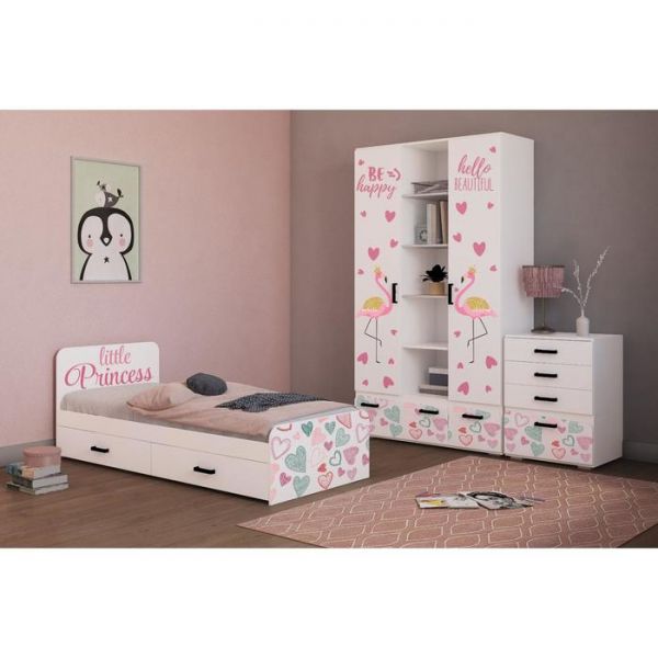 Шкаф Акварель 2, 1200х470х2120, Белый/Фотопечать