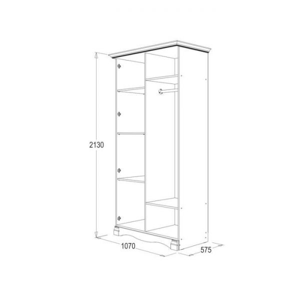 Шкаф 2-х дверный для одежды и белья «Ольга 1Н», цвет белый экспо / ясень анкор светлый