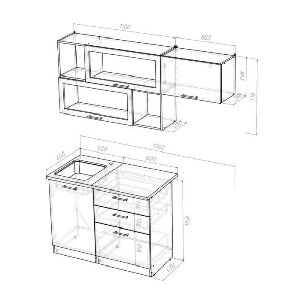Кухонный гарнитур Полина экстра, 1700 мм
