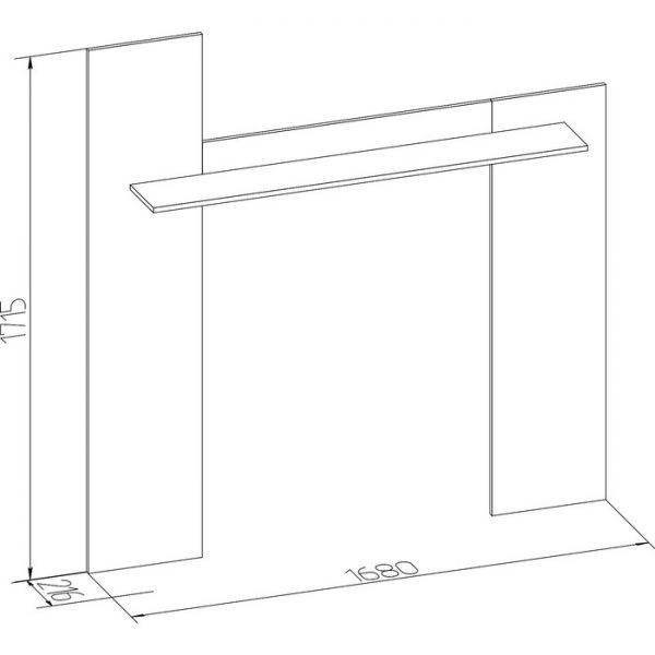Полка навесная «Леон 4», 1680 ? 216 ? 1715 мм, цвет ясень анкор светлый