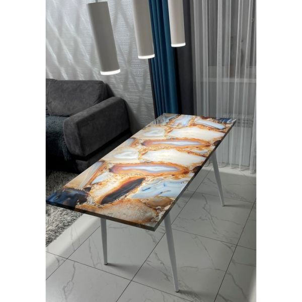 Обеденный стол «Конус 2», 1100(1500) ? 700 мм, опора редуцированная белая, цвет кварц