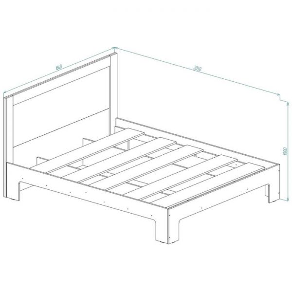 Кровать Кр-14, 1600х2000, Дуб молочный/Ясень Шимо Темный