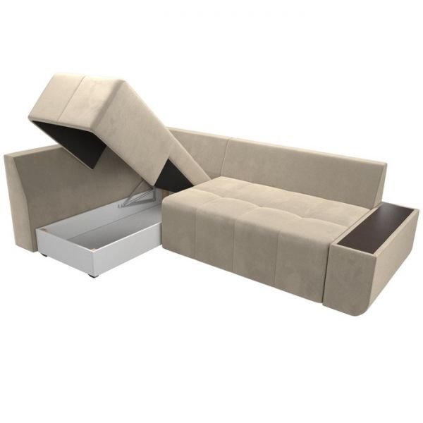 Угловой диван «Амадэус», правый угол, микровельвет, цвет бежевый