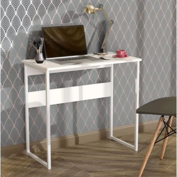 Стол письменный Кадет 800х420х736 белый/белый глянец