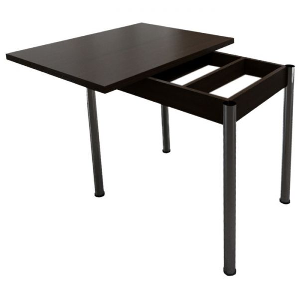 Стол поворотно-откидной «Пируэт», 800(1200) ? 600 ? 750 мм, опора хром, цвет венге