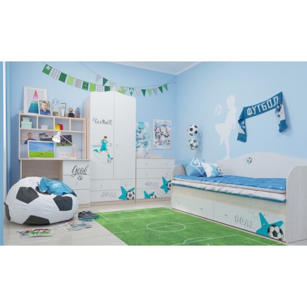 Шкаф 2-х дверный с ящиками Football, 800х450х1890, Белый